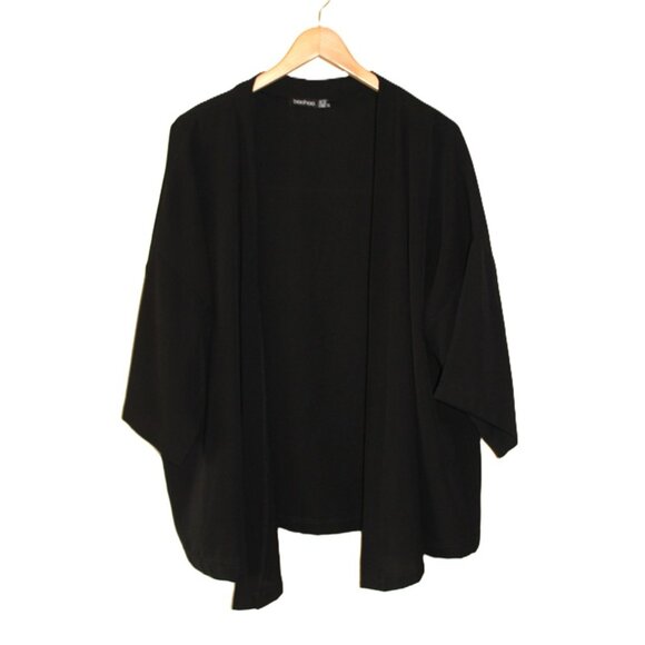 BOOHOO Plus Woven Open Kimono in Black - Size 16 - Picture 2 of 10